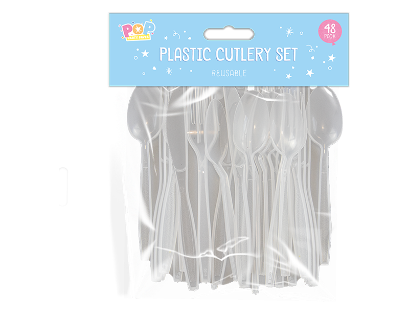 Reusable Plastic Cutlery Set 48pk